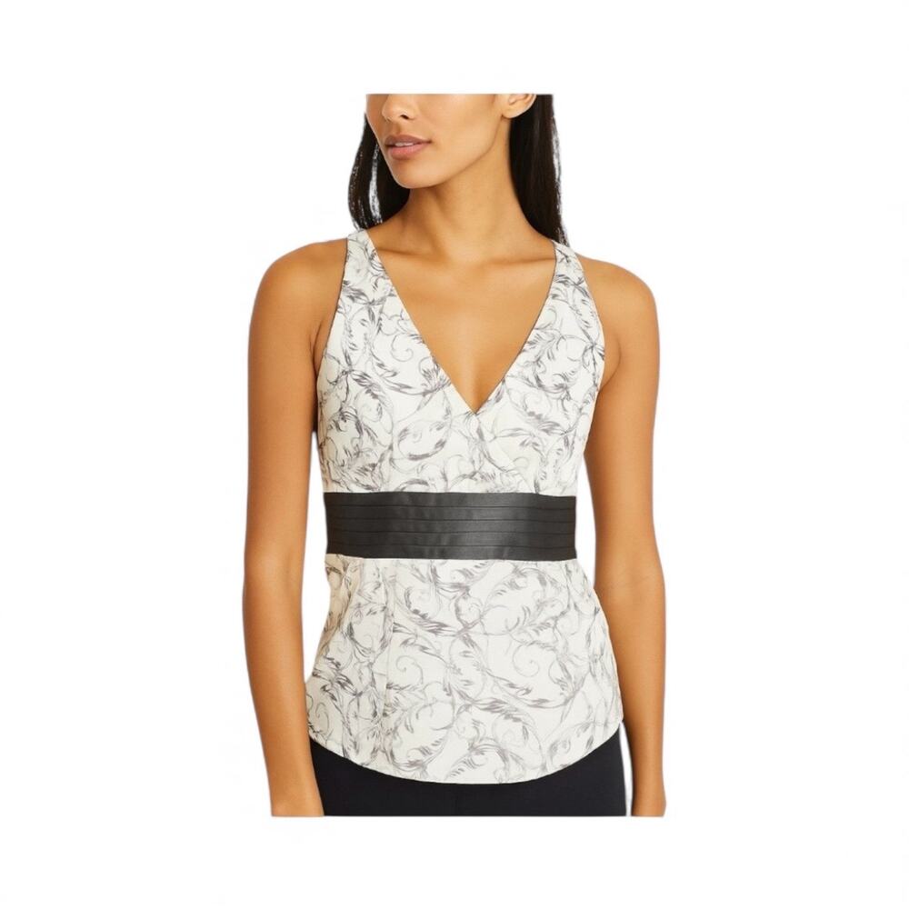 White House Black Market 100% Silk V-Neck Sleeveless Empire Waist Top XS